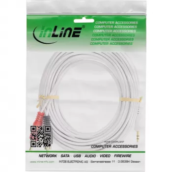 InLine Audio Cable 2x RCA male / 3.5mm male Stereo white/gold 5m