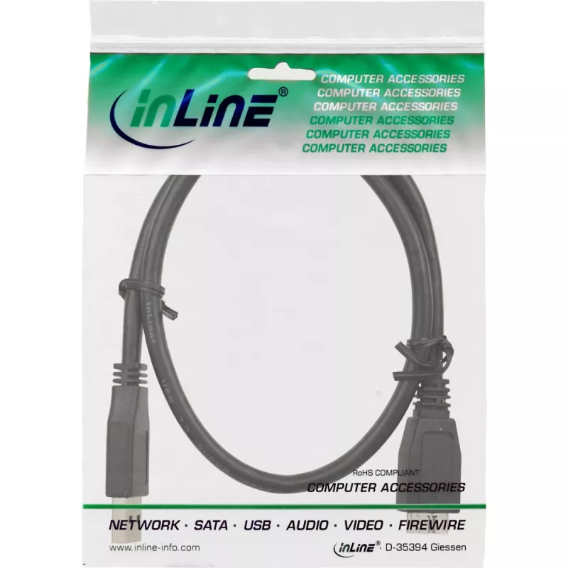 InLine USB 3.2 Gen.1 Cable Type A male / Micro B male, black, 0.5m