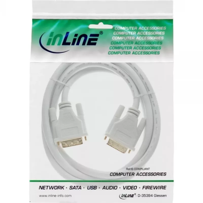 InLine DVI-D Cable 24+1 male / male DVI Dual Link white/gold 5m