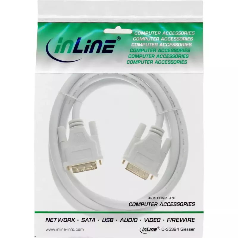 InLine DVI-D Cable 24+1 male / male DVI Dual Link white/gold 2m