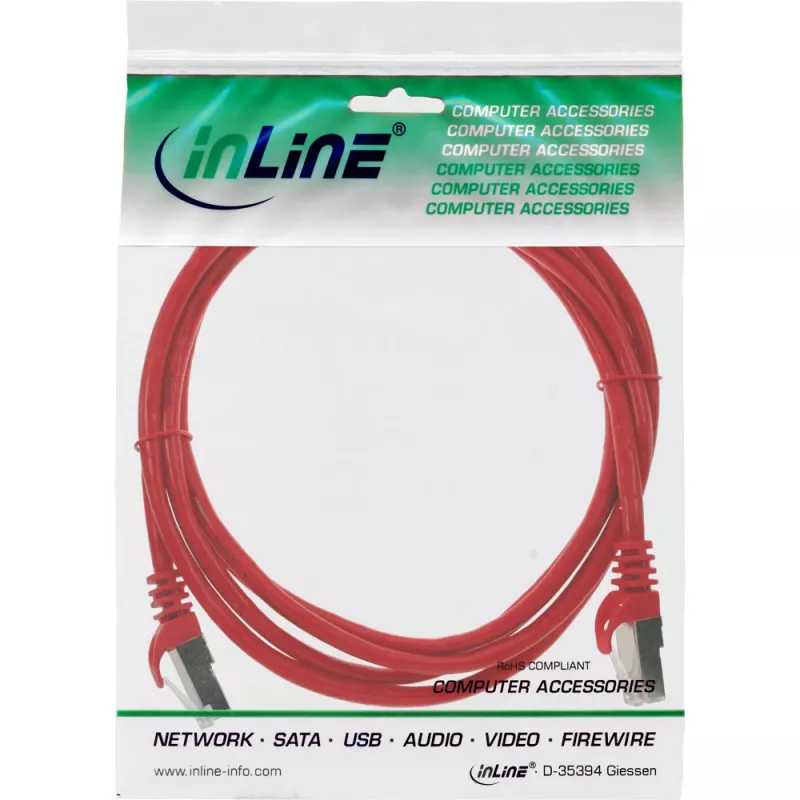 InLine Patch Cable F/UTP Cat.5e red 1m