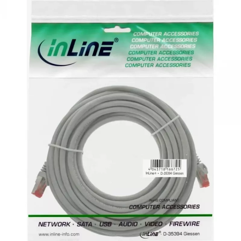 InLine Patch Cable S/FTP PiMF Cat.6 250MHz PVC copper grey 40m