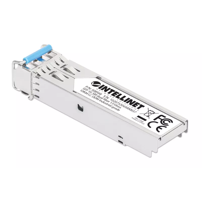 Intellinet Industrial Gigabit Fiber SFP Optical Transceiver Module 1000Base-LX Single-Mode 10 km Silver