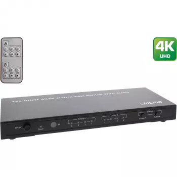 InLine HDMI Matrix Switch, 4K2K, 4 inputs to 2 outputs