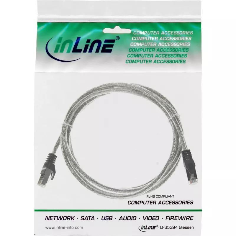 InLine Patch Cable SF/UTP Cat.5e transparent 1m