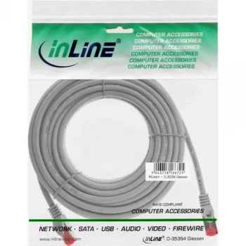 InLine Patch Cable S/FTP PiMF Cat.6 250MHz copper halogen free grey 15m