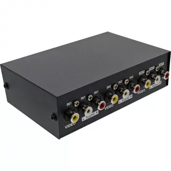 InLine AV Switch manual 2-port 3x RCA IN/OUT Composite Black