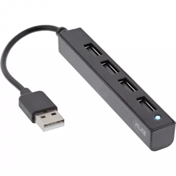 InLine USB 2.0 4-Port Hub, USB-A male to 4x USB-A female, cable 15cm