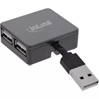 InLine USB 2.0 4-Port Hub, USB-A male to 4x USB-A female, cable 4cm