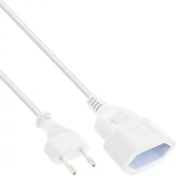 InLine Euro Type C Plug Power Extension male / female, white, 2m