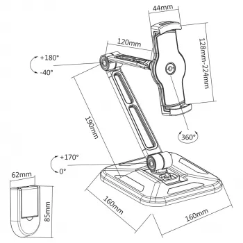 InLine Tablet Holder for Wall or Table mount, universal for 4.7 inch-12.9 inch