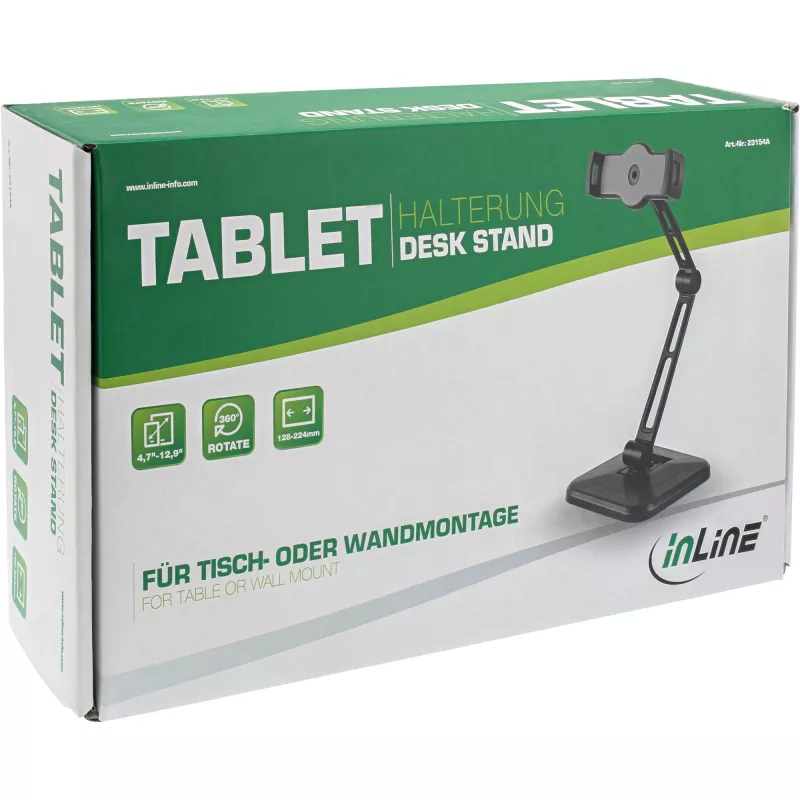 InLine Tablet Holder for Wall or Table mount, universal for 4.7 inch-12.9 inch