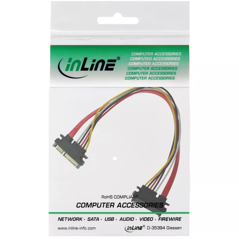 InLine SATA Data + Power Cable SATA 6Gb/s male / female 0.30m