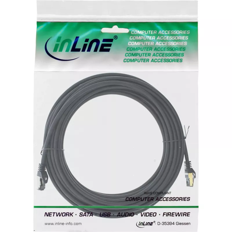 InLine Patch Cable S/FTP PiMF Cat.8.1 halogen free 2000MHz black, 7.5m