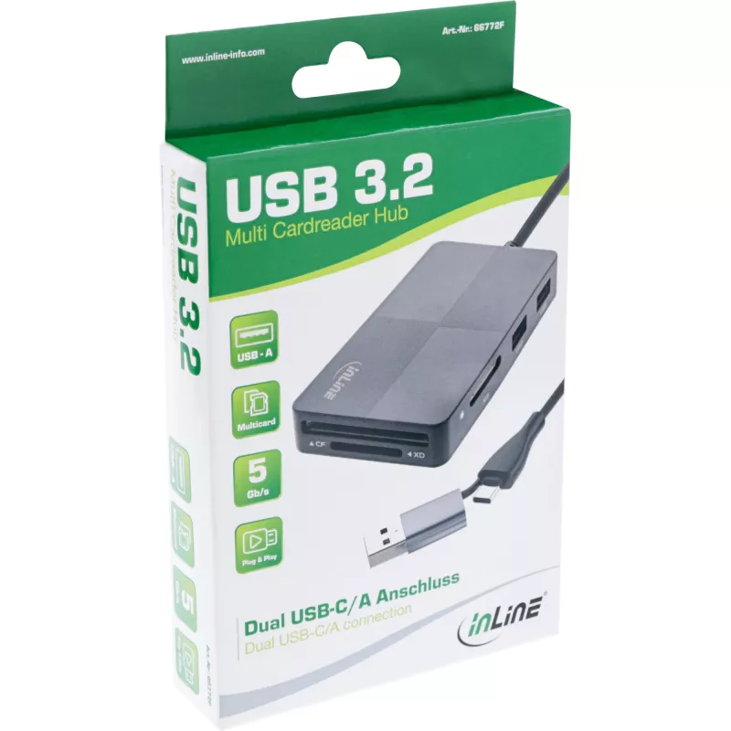 InLine 66772F card reader USB Grey