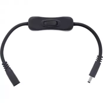 InLine DC cable with Switch, DC male/female 4.0x1.7mm, AWG 18, black, 0.20m