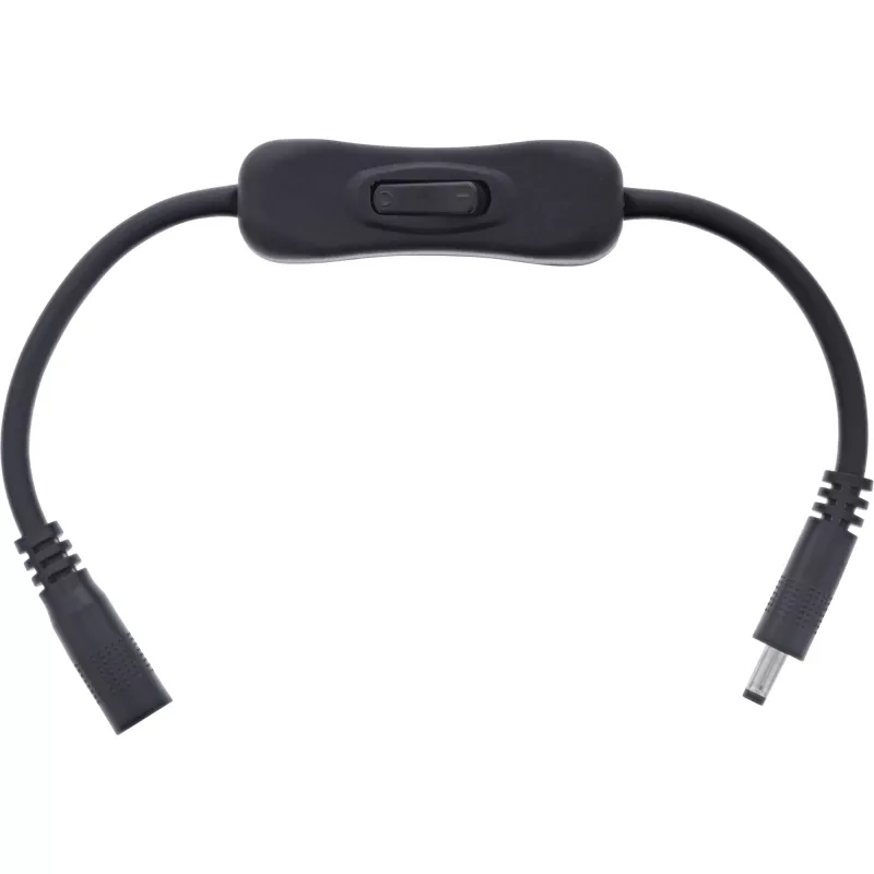 InLine DC cable with Switch, DC male/female 4.0x1.7mm, AWG 18, black, 0.20m
