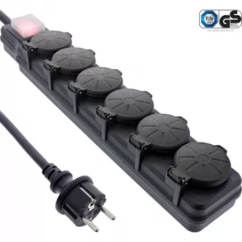 InLine 16496P power extension 5 m 6 AC outlet(s) Black