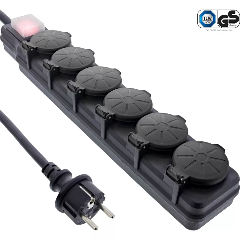 InLine 16496P power extension 5 m 6 AC outlet(s) Black