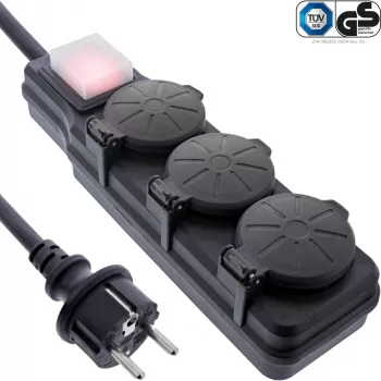 InLine 16493Q power extension 10 m 3 AC outlet(s) Black