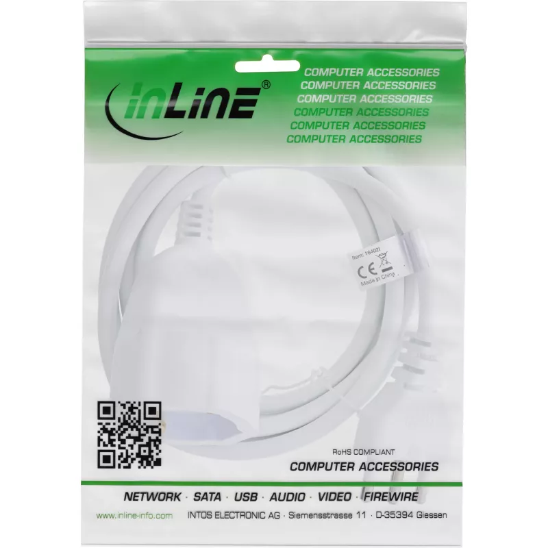 InLine 16403I power extension 3 m 1 AC outlet(s) Indoor White