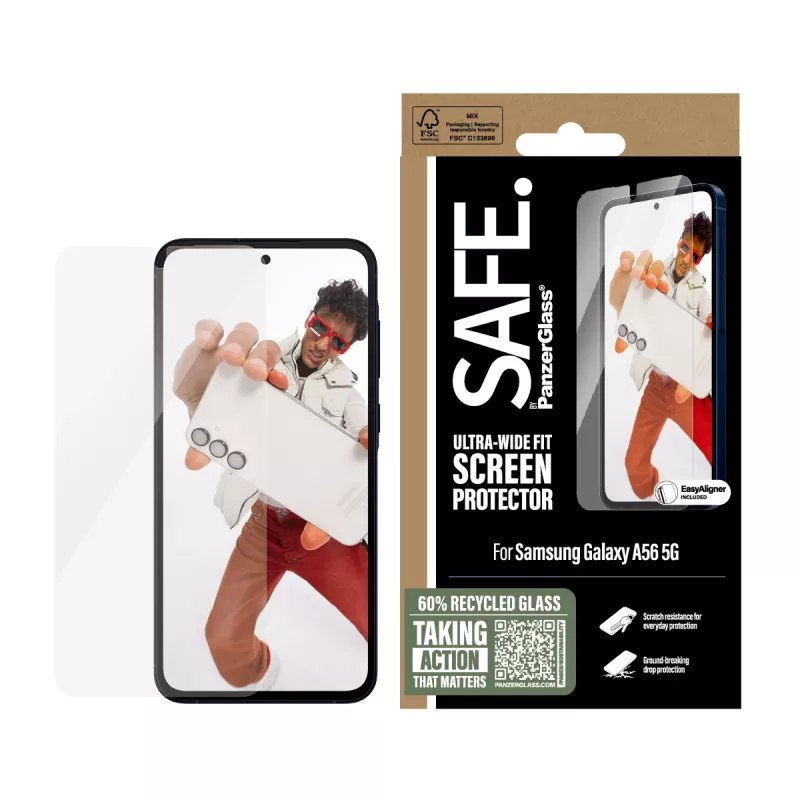 PanzerGlass SAFE. by ® Screen Protector Samsung Galaxy A56 5G | Ultra-Wide Fit w. EasyAligner