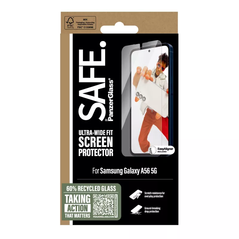 PanzerGlass SAFE. by ® Screen Protector Samsung Galaxy A56 5G | Ultra-Wide Fit w. EasyAligner