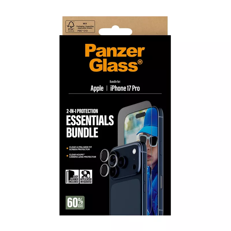 PanzerGlass 2-in-1 Essentials Bundle iPhone 17 Pro Scratch Shock Resistant