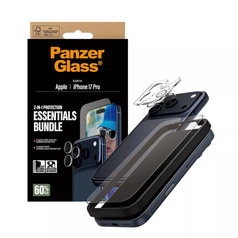 PanzerGlass 2-in-1 Essentials Bundle iPhone 17 Pro Scratch Shock Resistant