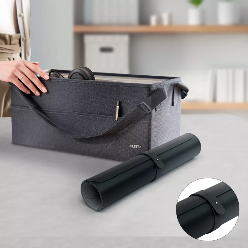 Leitz Large Desk Mat. Product colour: Black, Material: Polyvinyl chloride (PVC). Width: 400 mm, Depth: 800 mm, Height: 2 mm