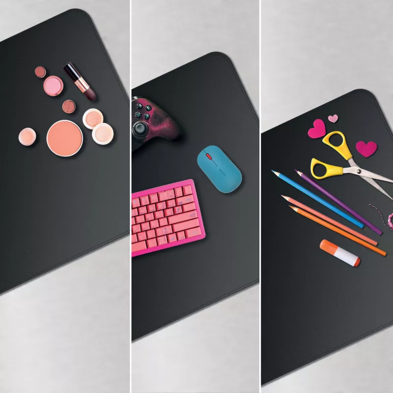 Leitz Large Desk Mat. Product colour: Black, Material: Polyvinyl chloride (PVC). Width: 400 mm, Depth: 800 mm, Height: 2 mm