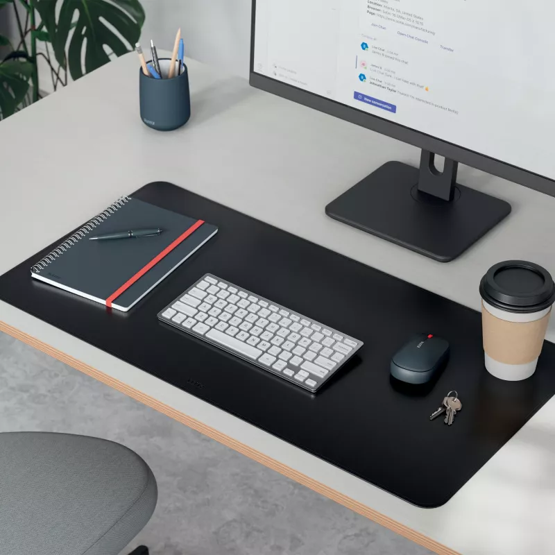 Leitz Large Desk Mat. Product colour: Black, Material: Polyvinyl chloride (PVC). Width: 400 mm, Depth: 800 mm, Height: 2 mm