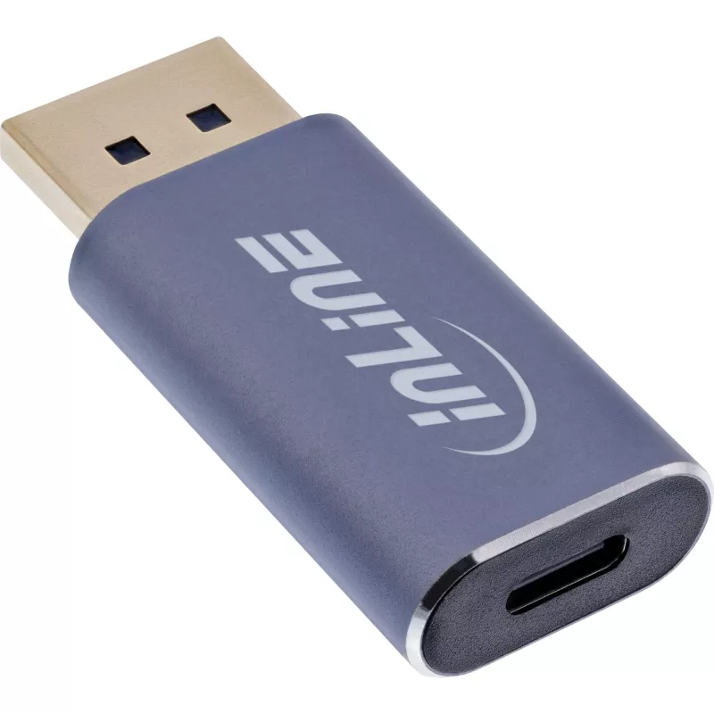 InLine 64107I video cable adapter USB Type-C DisplayPort Grey