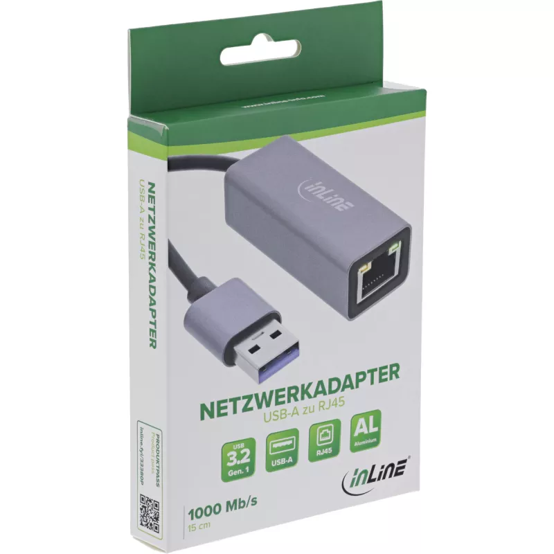InLine 33380P interface cards/adapter RJ-45 USB Type-A Male 1 Gbit/s