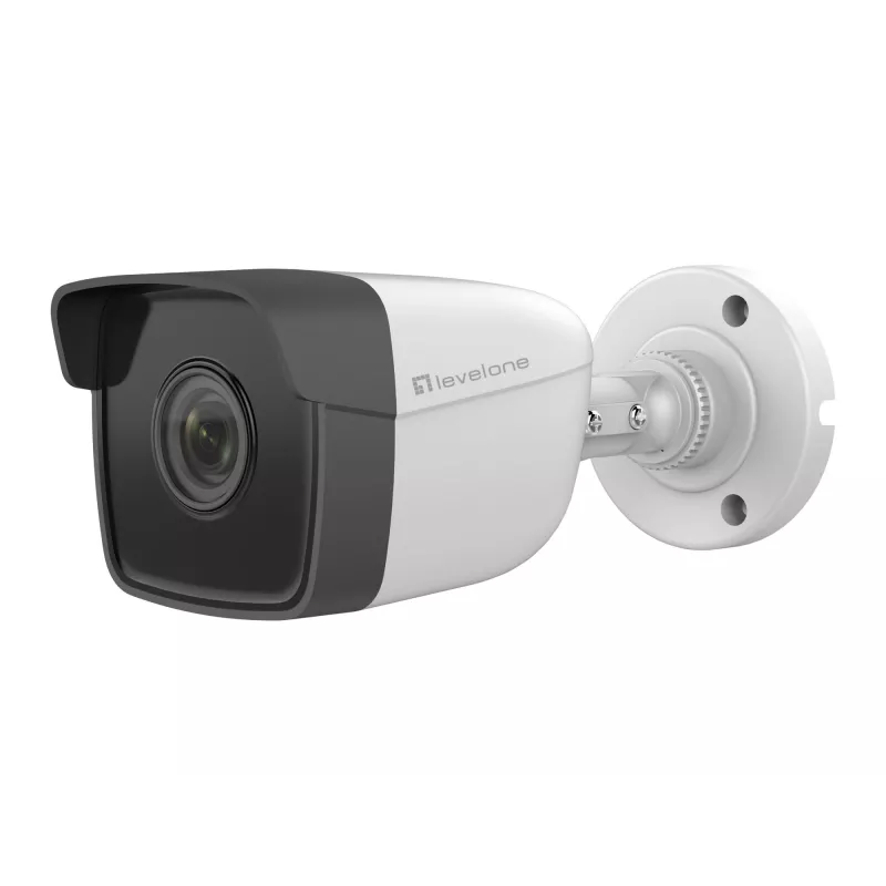 LevelOne GEMINI Fixed IP Network Camera, 2-Megapixel, H.265, 802.3af PoE, IR LEDs, Indoor/Outdoor