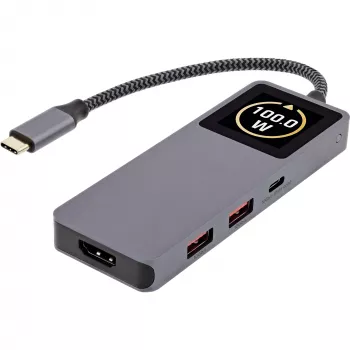 USB-C interface hub InLine 35392D USB 3.2 Gen 2 Type-C host to HDMI, USB-A, USB-C 10000 Mbit/s Grey