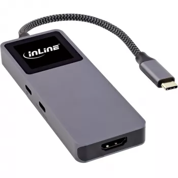 USB-C interface hub InLine 35392D USB 3.2 Gen 2 Type-C host to HDMI, USB-A, USB-C 10000 Mbit/s Grey
