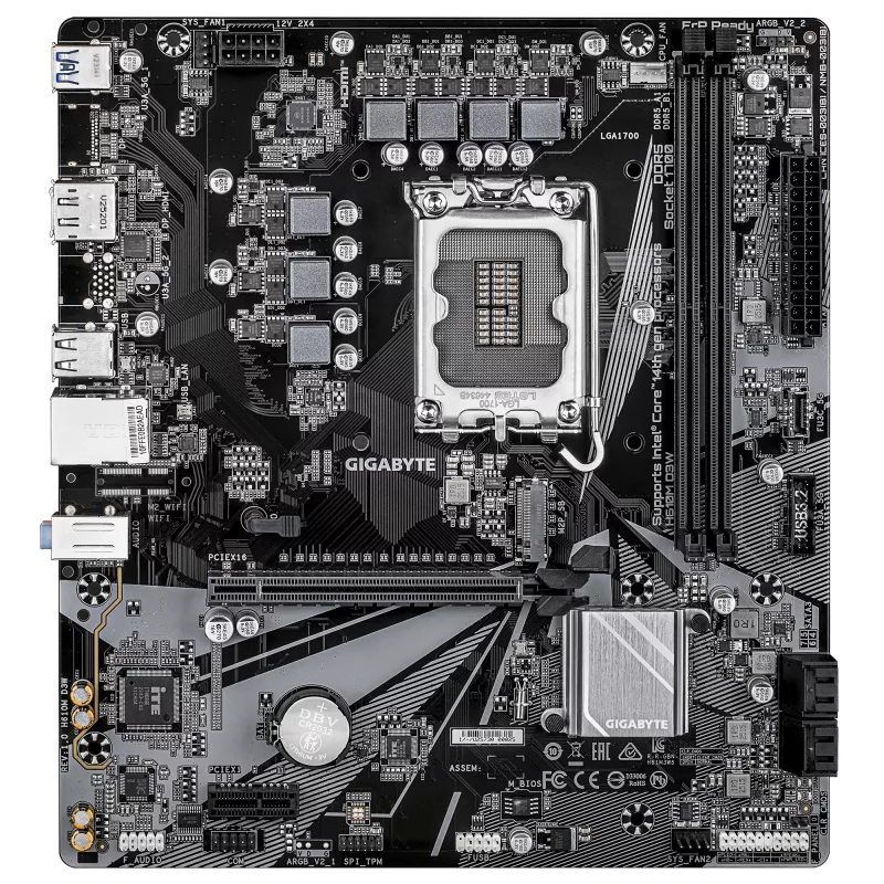 Motherboard GIGABYTE H610M D3W LGA1700 for 12th–14th Gen Intel CPUs, 5+1+1 VRM, DDR5 up to 5600MHz, 128GB, PCIe 3.0 M.2, 1GbE, USB 3.2 Gen1