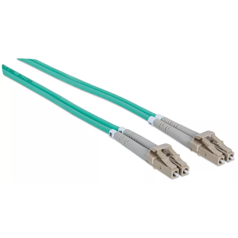 Intellinet Fiber Optic Patch Cable, OM3, LC/LC, 5m, Aqua, Duplex, Multimode, 50/125 µm, LSZH, Fibre, Lifetime Warranty