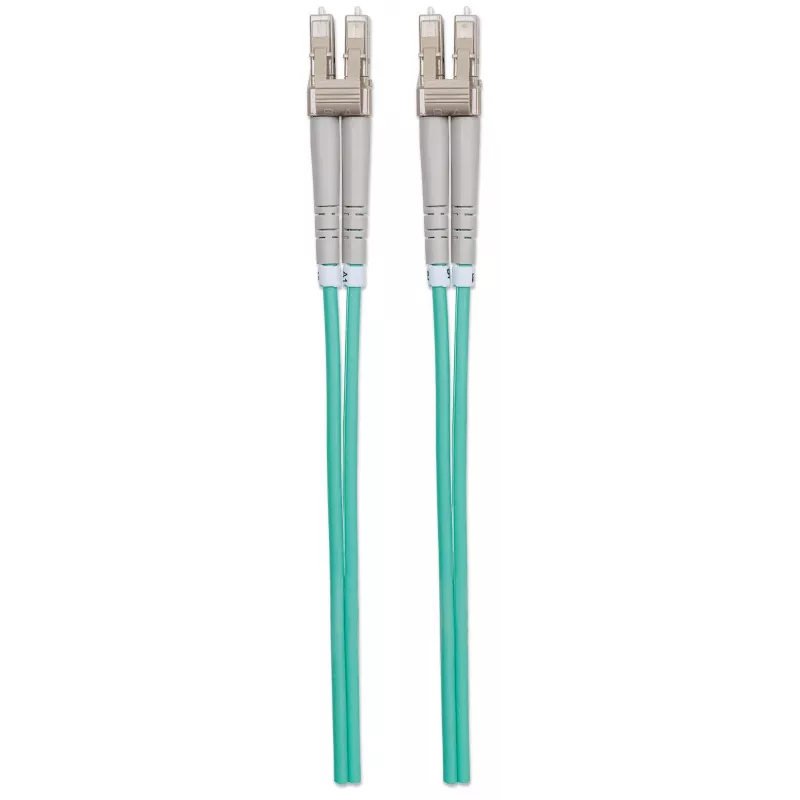 Intellinet Fiber Optic Patch Cable, OM3, LC/LC, 5m, Aqua, Duplex, Multimode, 50/125 µm, LSZH, Fibre, Lifetime Warranty