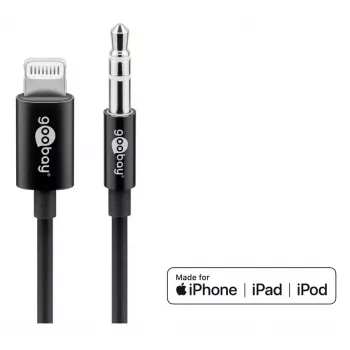 Audio Connection Cable Goobay Apple Lightning 3.5 mm 1 m Black