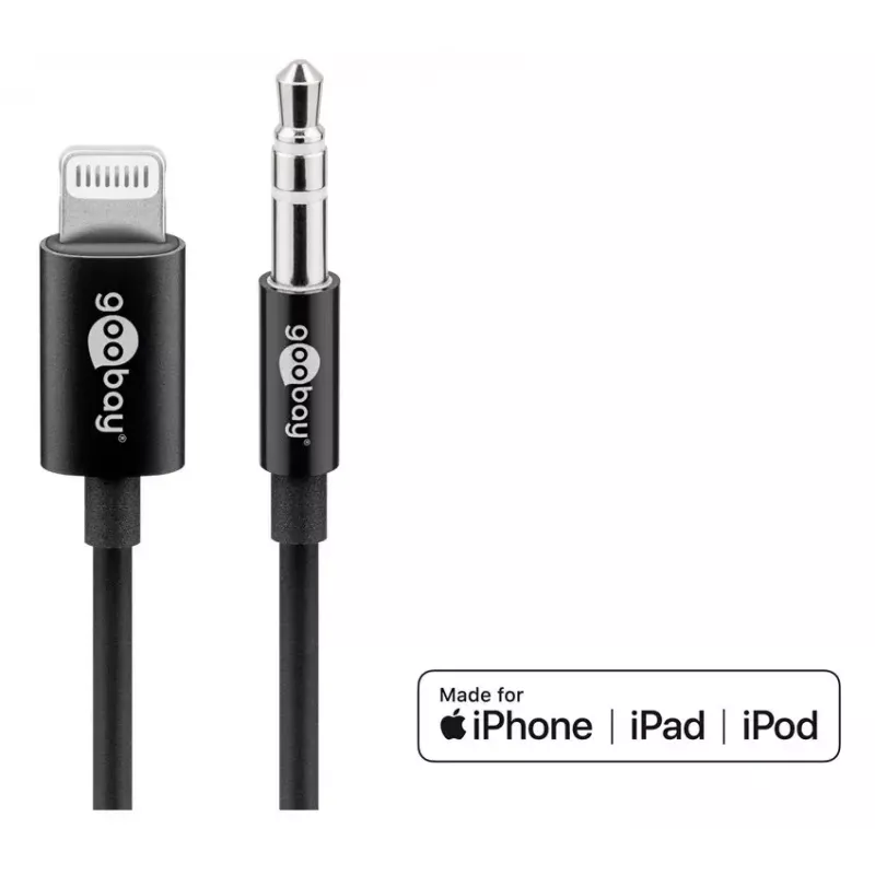 Audio Connection Cable Goobay Apple Lightning 3.5 mm 1 m Black