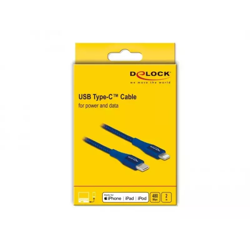 Data and charging cable USB Type-C to Lightning DeLOCK 85417