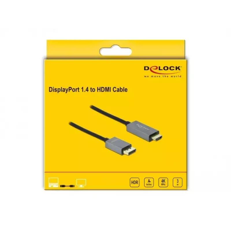 Active DisplayPort 1.4 to HDMI Cable DeLOCK 85930 3m