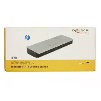 Laptop Dock DeLOCK 87725 Wired Thunderbolt 3 Black Silver