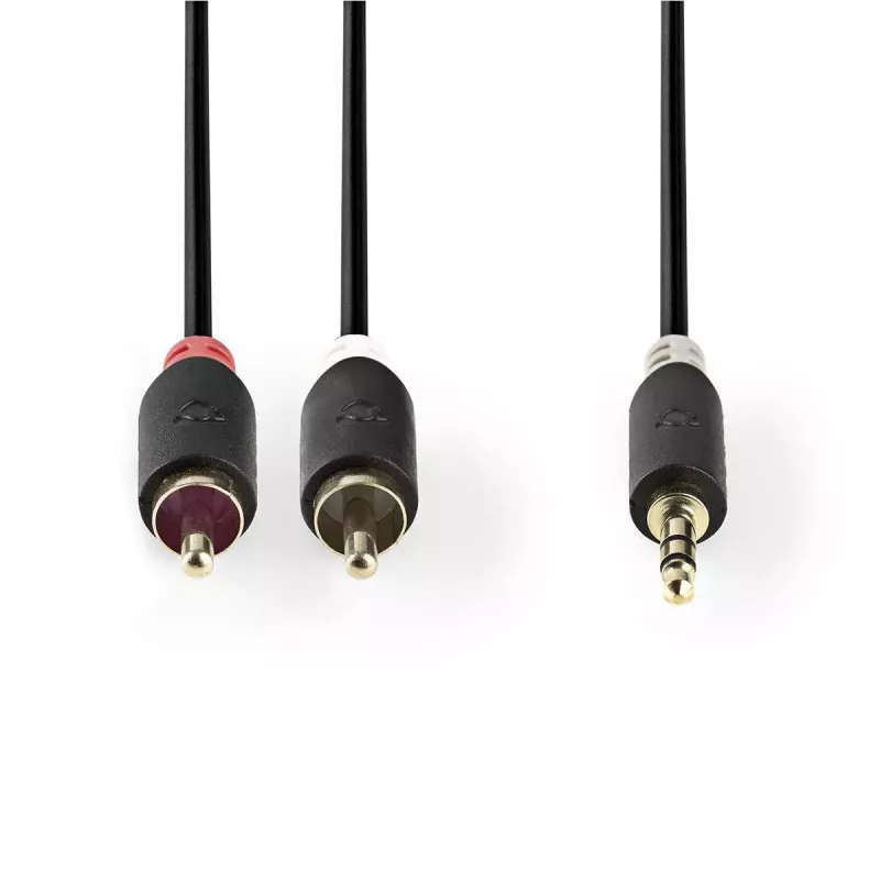 Audio Cable Nedis CABW22200AT10 1m 3.5mm 2xRCA Anthracite
