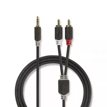 Audio Cable Nedis CABW22200AT10 1m 3.5mm 2xRCA Anthracite