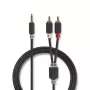 Audio Cable Nedis CABW22200AT10 1m 3.5mm 2xRCA Anthracite