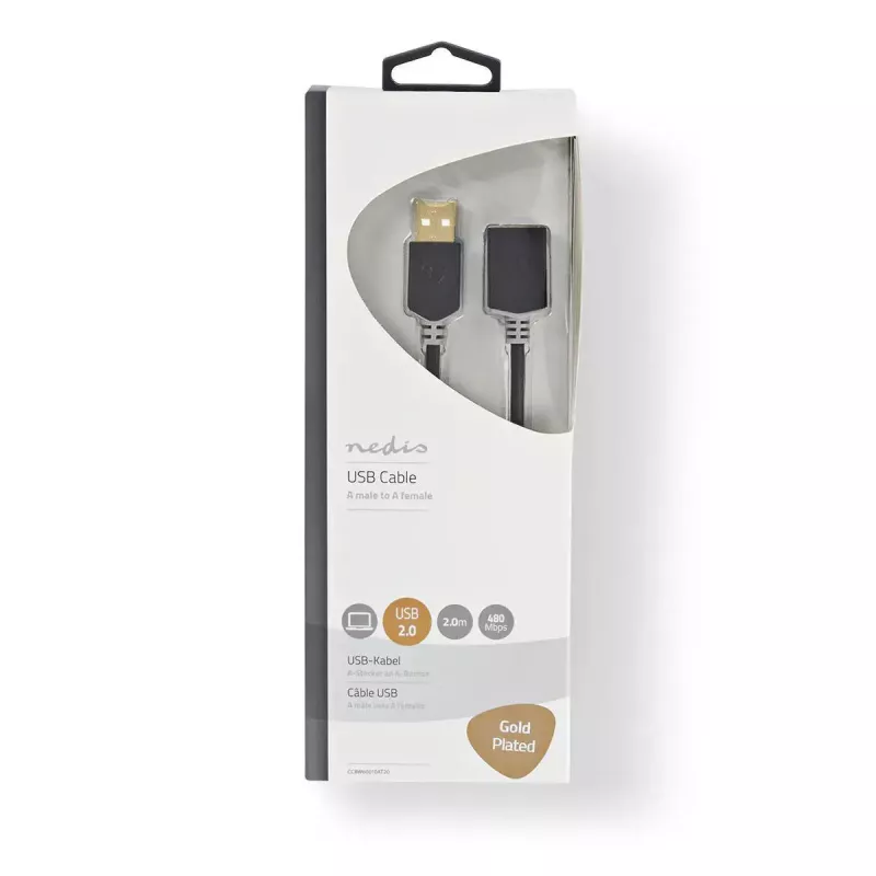 USB cable Nedis CCBW60010AT20 2 m USB 2.0 USB A Anthracite