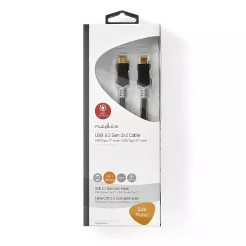 USB cable Nedis CCBW64020AT20 USB4 Gen 2x2 2 m USB C Black Silver